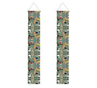 Banner per portico con stampa di gatti di arte moderna della metà del secolo per il Ringraziamento,Banner per interni per porta d'ingresso, per tutte le celebrazioni