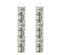 Banner per portico con stampa di piante grasse fenicottero rosso per il Ringraziamento,Banner per interni per porta d'ingresso, per tutte le celebrazioni