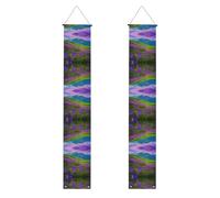 Banner per portico con stampa paesaggistica con fiori viola natura prato montagna per il Ringraziamento, striscioni per interni per porta d'ingresso, per tutte le celebrazioni