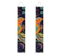 Banner per portico con uccelli in stile etnico per porta d'ingresso bandiera da appendere per vacanze stagionali portico segno di benvenuto banner per interni ed esterni decorazioni di laurea classe