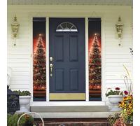 Banner per portico da appendere alla porta, albero di Natale scintillante di benvenuto estivo portico banner buon compleanno portico segno foto sfondo festa banner porta anteriore segni per feste per