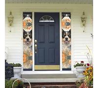 Banner per portico da appendere alla porta, banner per portico estivo di benvenuto buon compleanno portico segno foto sfondo festa banner bestiame cane fiori porta d'ingresso segni per feste