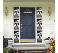 Banner per portico da appendere alla porta, banner per portico estivo di benvenuto buon compleanno portico segno foto sfondo festa banner shih tzu cane porta d'ingresso segni per feste decorazioni
