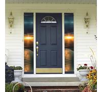 Banner per portico da appendere alla porta, banner per portico estivo di benvenuto buon compleanno portico segno foto sfondo banner per feste alba sopra le Hawaii cartelli per porta d'ingresso per