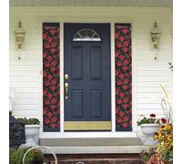 Banner per portico da appendere alla porta, banner per portico estivo di benvenuto buon compleanno portico segno foto sfondo banner per feste bellissimi fiori di rosa rossa segni per porta anteriore