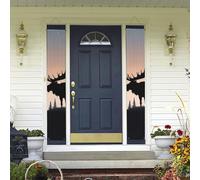 Banner per portico da appendere alla porta, banner per portico estivo di benvenuto buon compleanno portico segno foto sfondo banner per feste alce pino montagna deserto segni per porte d'ingresso per