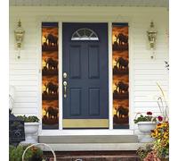 Banner per portico da appendere alla porta, banner per portico estivo di benvenuto buon compleanno portico segno foto sfondo banner per feste tramonto genitore-figlio elefante segni per porte