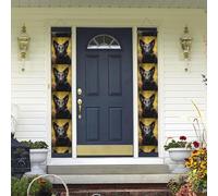 Banner per portico da appendere alla porta, banner per portico estivo di benvenuto buon compleanno portico segno foto sfondo banner per feste nero pastore tedesco cane segni porta d'ingresso per feste