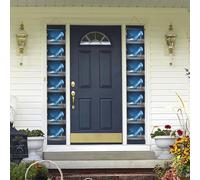 Banner per portico da appendere alla porta, blu scarpe da donna benvenuto estate portico banner buon compleanno portico segno foto sfondo festa banner porta d'ingresso segni per feste decorazioni