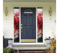 Banner per portico da appendere alla porta, fiori colorati garofani fiori benvenuto estate portico banner buon compleanno portico segno foto sfondo festa banner porta d'ingresso segni per feste per