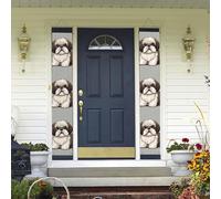 Banner per portico da appendere alla porta, Shih Tzu Cane Benvenuto Estate Portico Banner Buon Compleanno Portico Segno Foto Sfondo Banner Festa Banner Porta d'ingresso Segni per Feste Decorazioni per