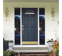 Banner per portico da appendere alla porta, terra e luna benvenuto banner portico estivo buon compleanno portico segno foto sfondo festa banner porta d'ingresso segni per feste decorazioni interne