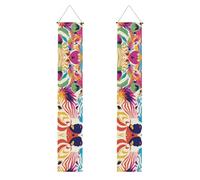 Banner per portico di laurea BROLEO colorato arcobaleno zebra stampe decorative banner porta segno, per esterni e interni, cortile festa 30,5 x 180 cm