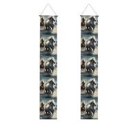 Banner per portico di laurea BROLEO Horses running wild in the river stampe decorative banner cartello per porta, per esterni e interni, cortile, feste, 30,5 x 180 cm