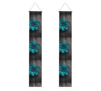 Banner per portico di laurea BROLEO Teal Flower su tavola di legno stampe decorazione banner porta segno, per esterni e interni, cortile, feste, 30,5 x 180 cm