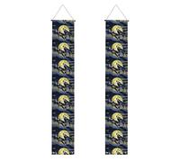 Banner per portico di laurea BROLEO Two Wolves Whistling at the Moon stampe Decor Banner Door Sign, per esterni e interni, cortile, feste, 30,5 x 180 cm