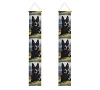 Banner per portico di laurea WHJDPP nero pastore tedesco immagine decorazione banner porta segno, per esterni e interni, cortile, feste, 30,5 x 180 cm