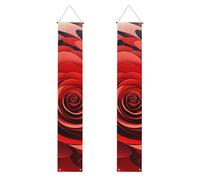 Banner per portico di laurea YYHHAOFA Cartoon Red Flower Vortex Spiral stampato Decor Banner Door Sign, per esterni e interni, cortile, feste, 30,5 x 180 cm