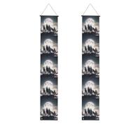 Banner per portico di laurea YYHHAOFA Full-Moon Wolves 3D stampato decorazione banner porta segno, per esterni e interni, cortile festa 30,5 x 180 cm