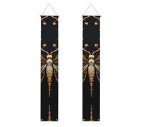 Banner per portico di laurea YYHHAOFA Golden Delicate Dragonfly su sfondo nero stampato decorazione banner porta segno, per esterni, interni, cortile, feste, 30,5 x 180 cm