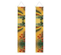 Banner per portico di laurea YYHHAOFA papaveri campo giallo mattone strada stampata decorazione banner porta segno, per esterni e interni, cortile, feste, 30,5 x 180 cm