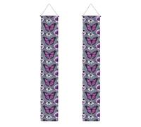 Banner per portico di laurea YYHWHJDE Bella farfalla viola stampa floreale decorazione banner porta segno, per esterni e interni, cortile festa 30,5 x 180 cm