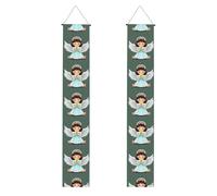 Banner per portico di laurea YYHWHJDE carino piccolo angelo stampa decorazione banner porta segno, per esterni e interni, cortile festa 30,5 x 180 cm