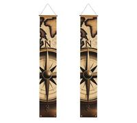 Banner per portico di laurea YYHWHJDE Compass e Old World Map Print Decor Banner Door Sign, per esterni e interni, per feste in cortile 30,5 x 180 cm