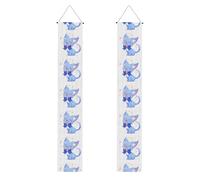Banner per portico di laurea YYHWHJDE Little Blue Cat Wear Bell Stampa Decor Banner Cartello per porta, per esterni e interni, per feste in cortile 30,5 x 180 cm