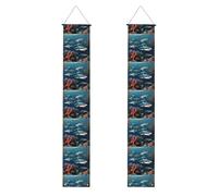 Banner per portico di laurea YYHWHJDE Sharks under the sea stampa decorazione banner porta segno, per esterni e interni, cortile, feste, 30,5 x 180 cm
