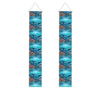 Banner per portico di laurea YYHWHJDE Whales under the sea stampa decorazione banner porta segno, per esterni e interni, cortile, feste, 30,5 x 180 cm