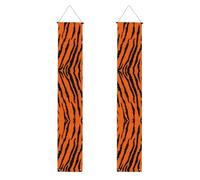 Banner per portico stampato leopardo tigre arancione, striscioni decorativi appendibili, adatti per decorazioni per feste interne ed esterne.