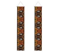 Banner per portico WZYWHJ Raccoon in The Fall Tree Hole stampato Decor Wall Hanging Banner Door Sign, per esterni e interni, cortile, feste, 30,5 x 180 cm