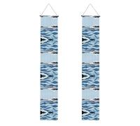 Banner per portico WZYWHJ Waves lapping at the rocks stampe decorative da appendere alla parete banner cartello per porta, per esterni e interni, cortile, feste, 30,5 x 180 cm
