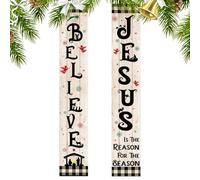 Banner per presepe | Decorazione natalizia per porta | a quadri di bufalo resistente alle intemperie per decorazioni natalizie per interni ed esterni, portico, garage, cortili, giardini