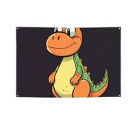 Banner personalizzato per feste di compleanno con occhielli in ottone dinosauro cartone animato in piedi bandiera da giardino decorazioni per cortile banner decorazioni per feste di compleanno sfondo