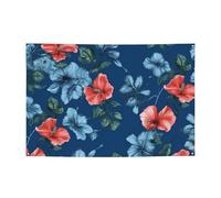 Banner personalizzato per feste di compleanno con occhielli in ottone fiore di ibisco blu bandiera da giardino decorazioni per cortile banner decorazioni per feste di compleanno sfondo per Natale