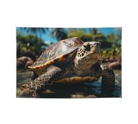 Banner personalizzato per feste di compleanno con occhielli in ottone Grande tartaruga e palme Bandiera da giardino Decorazioni per cortile Banner Decorazioni per feste di compleanno sfondo per Natale