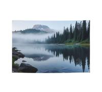 Banner personalizzato per feste di compleanno con occhielli in ottone lago nebbioso di Mount Rainier bandiera da giardino decorazioni per cortile banner decorazioni per feste di compleanno sfondo per