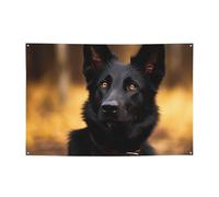 Banner personalizzato per feste di compleanno con occhielli in ottone nero pastore tedesco cane bandiera da giardino decorazioni per cortile banner decorazioni per feste di compleanno sfondo per