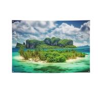 Banner personalizzato per feste di compleanno con occhielli in ottone verde isola tropicale bandiera giardino decorazioni per cortile banner decorazioni per feste di compleanno sfondo per Natale