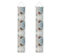 Banner portico WZYWHJ Birds on the snow stampa decorazione da appendere alla parete banner porta segno, per esterni e interni, cortile festa 30,5 x 180 cm