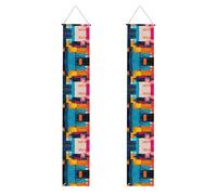 Banner portico WZYWHJ blocchi di colore immagine decorazione da appendere alla parete banner porta segno, per esterni e interni, cortile festa 30,5 x 180 cm