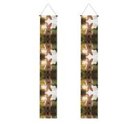 Banner portico WZYWHJ coniglio dalle orecchie bianche stampato decorazione da appendere alla parete banner porta segno, per esterni e interni, cortile, feste, 30,5 x 180 cm