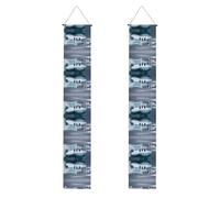 Banner portico WZYWHJ Penguins On The Iceberg Stampa Decor Wall Hanging Banner Door Sign, per esterni e interni, cortile, feste, 30,5 x 180 cm
