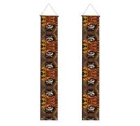Banner portico WZYWHJ Raccoon in The Fall Tree Hole Stampe Decor Wall Hanging Banner Door Sign, per esterni e interni, Cortile Party 30,5 x 180 cm
