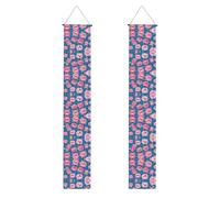 Banner portico WZYWHJ smile rosa maiale stampa decorazione da appendere alla parete banner porta segno, per esterni e interni, cortile, feste, 30,5 x 180 cm