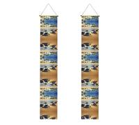 Banner portico WZYWHJ tartarughe sulla spiaggia stampe decorazione da appendere alla parete striscione cartello per porta, per esterni e interni, cortile, feste, 30,5 x 180 cm