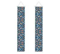 Banner portico WZYWHJ Vari motivi di pesce di mare stampe Decor Wall Hanging Banner Door Sign, per esterni e interni, cortile festa 30,5 x 180 cm