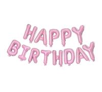 Banner rosa con palloncini di buon compleanno, 40,6 cm, lettere in lamina di Mylar per donne, uomini, ragazzi e ragazze, decorazioni per feste di compleanno